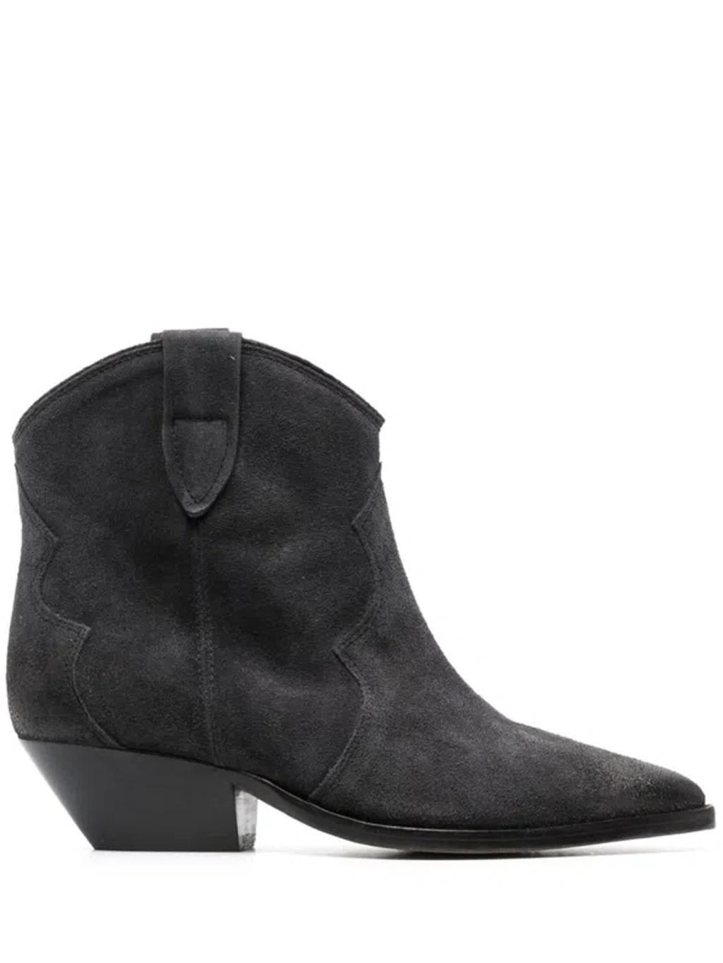 ISABEL MARANT Textured Pointed Toe Boots In Faded Black Product Image