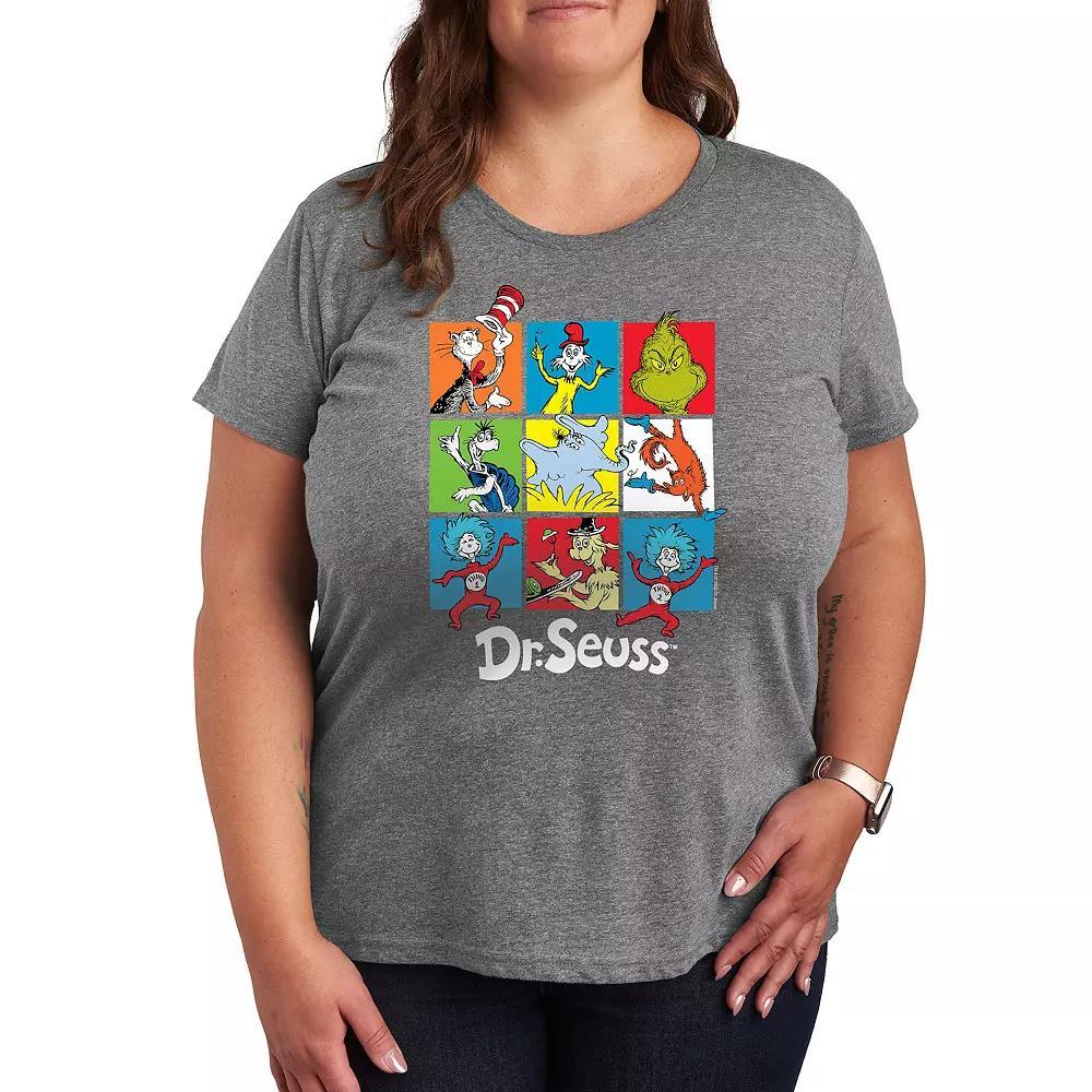 Plus Dr. Seuss Grid Graphic Tee, Women's, Size: 3XL, Grey Gray Product Image