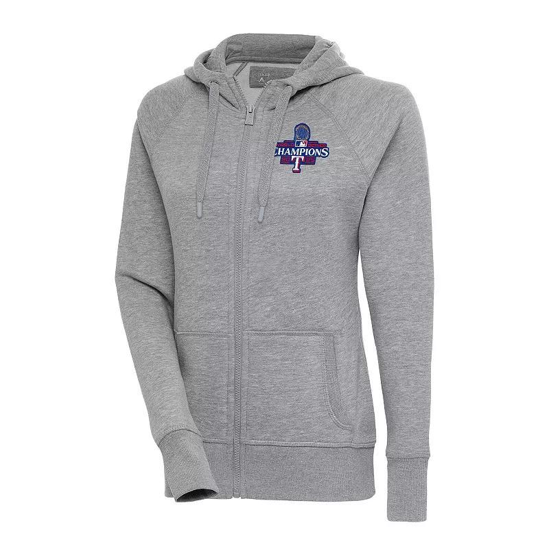 Womens Antigua Heather Gray Texas Rangers 2023 World Series Champions Victory Full-Zip Hoodie Product Image