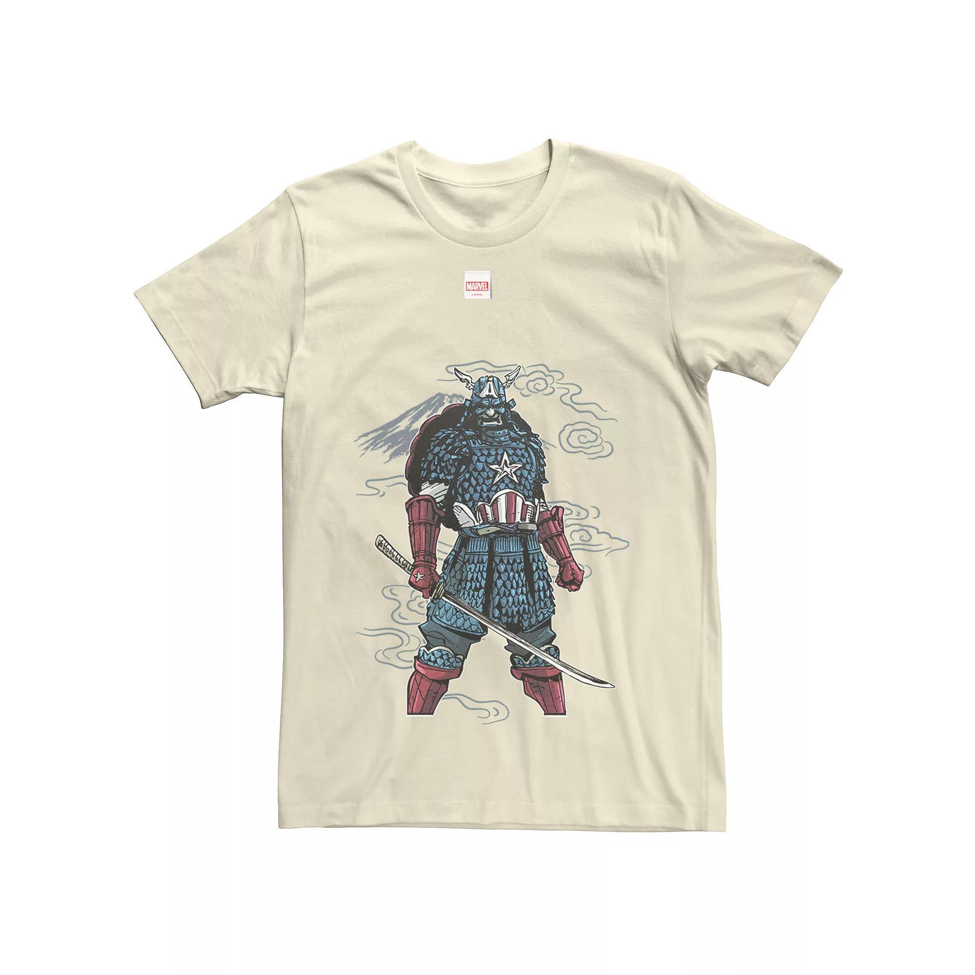 Men's Marvel Captain America Mountain Samurai Graphic Tee, Size: Medium, Natural Product Image