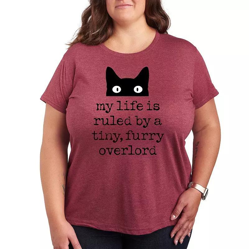 Women's Life Ruled By Tiny Overlord Cat Graphic Tee, Girl's, Size: XXL, Grey Red Product Image