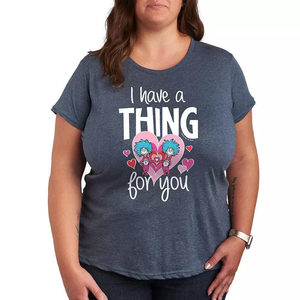 Plus Size Dr. Seuss I Have A Thing For You Graphic Tee, Women's, Size: 3XL, Grey Blue Product Image