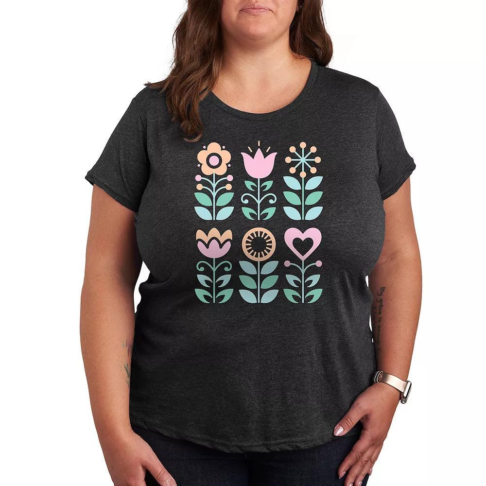 Plus Scandinavian Flowers Graphic Tee, Women's,  Product Image