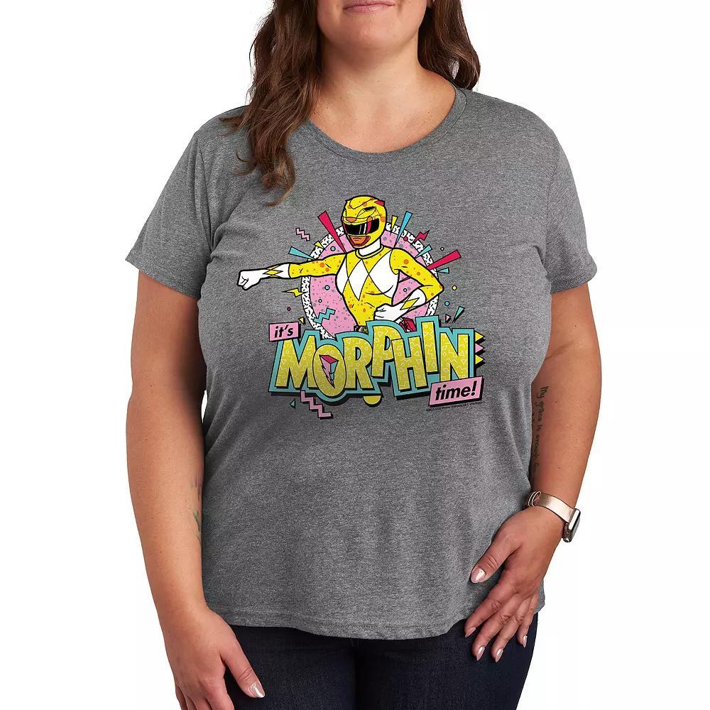 Plus Size Power Rangers Morphin Yellow Graphic Tee, Women's, Size: 2XL, Grey Gray Product Image