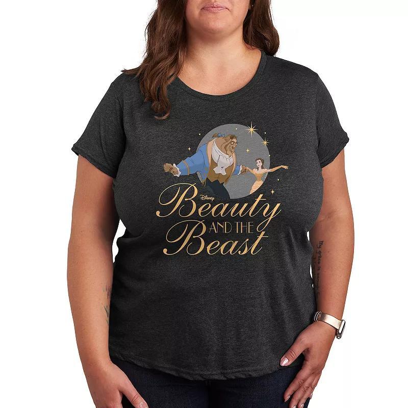 Disney Princess Plus Beauty And Beast Graphic Tee, Women's, Size: 3XL, Black Product Image