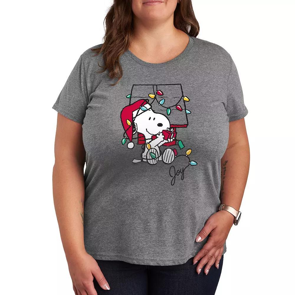 Plus Peanuts Snoopy Joyful Moment Graphic Tee, Women's, Size: 2XL, Grey Gray Product Image