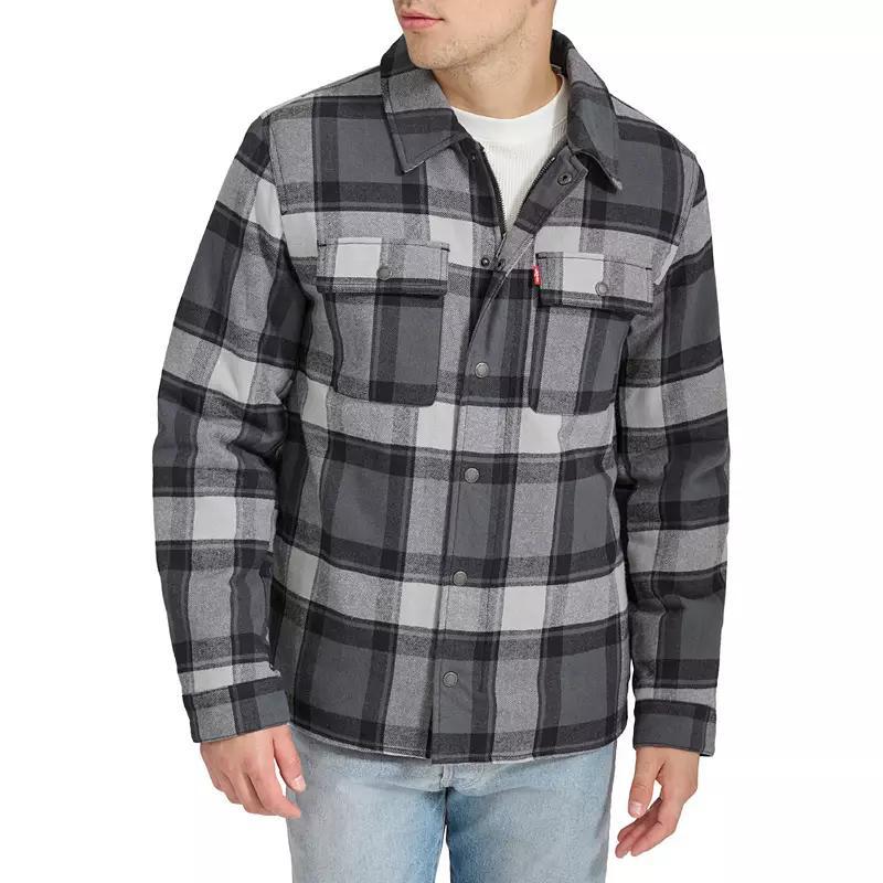 Men's Levi's® Quilted-Lined Shirt Jacket, Size: Small, Grey Black White Plaid Product Image