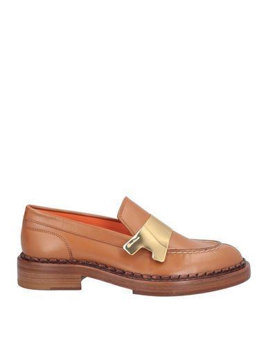 SANTONI Woman Loafers Tan Size 8 Leather In Brown Product Image