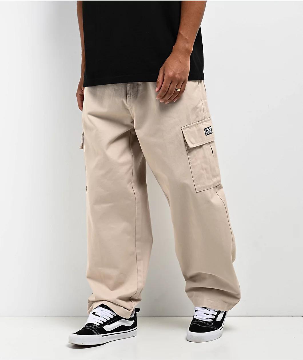 Obey Bigwig Baggy Twill Silver Grey Cargo Pants Product Image