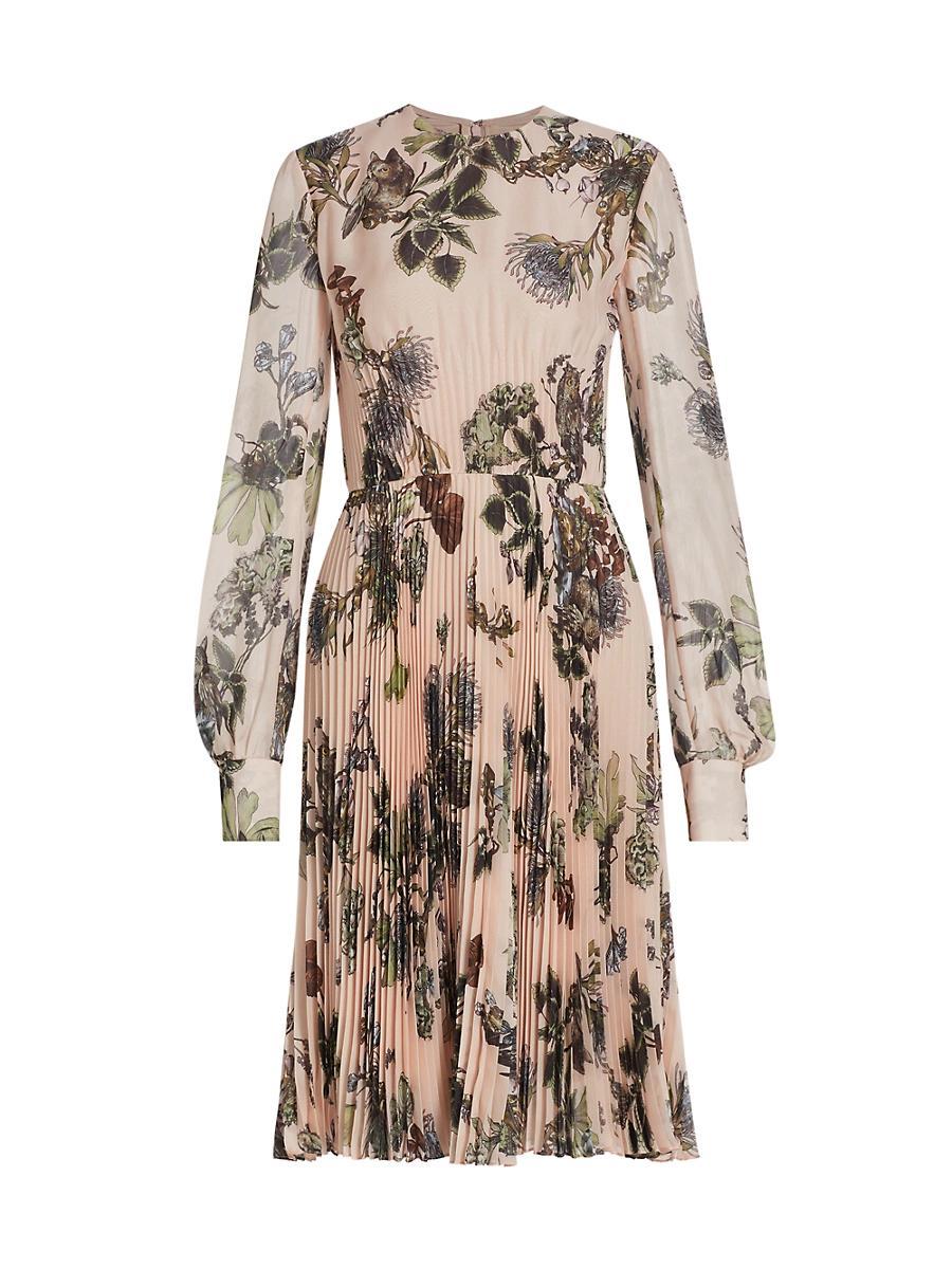 Womens Forest Floral Pleated Midi-Dress Product Image