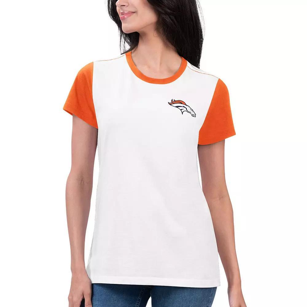 Women's G-III 4Her by Carl Banks White/Orange Denver Broncos Fashion Illustration T-Shirt, Size: Large Product Image