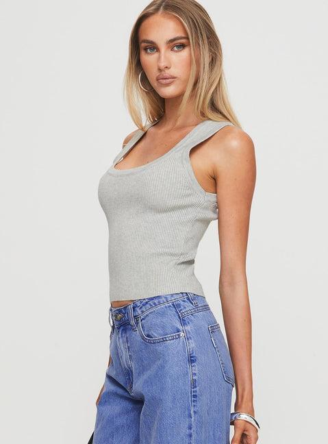 Issues Knit Top Grey Product Image