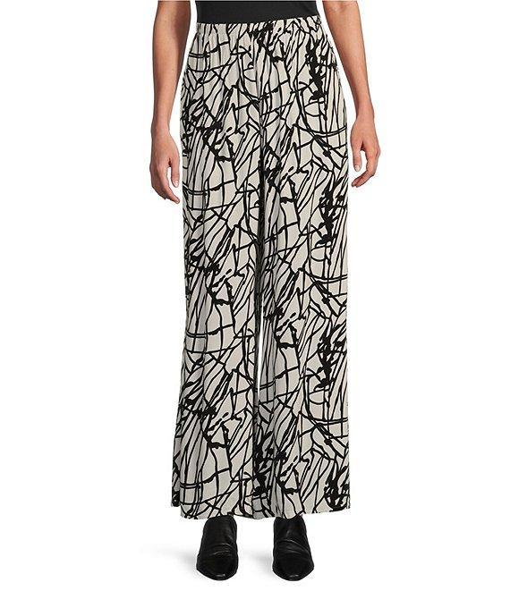 Bryn Walker Osca Netta Print Rayon Crepe Elastic Waist Wide Leg Pants Product Image