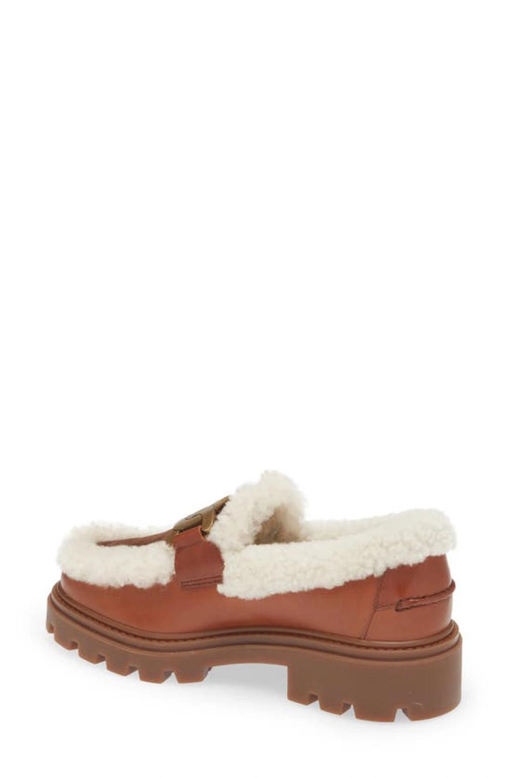 TOD'S Gomma Pes Genuine Shearling Trimmed Loafer In Light Brown Product Image