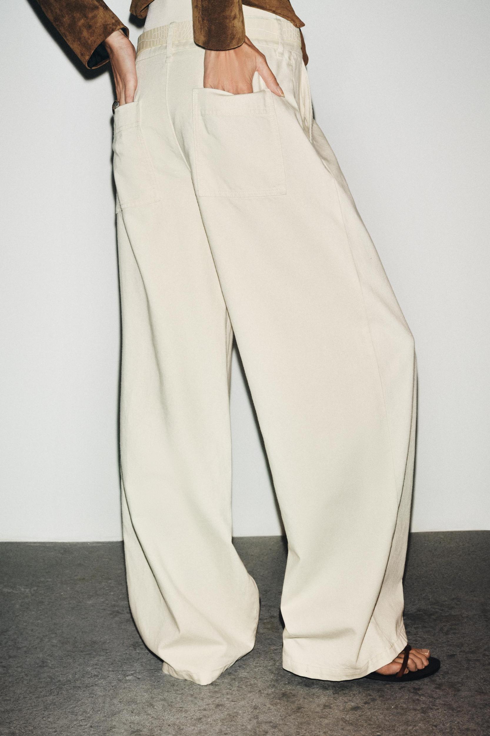 WIDE LEG BELTED PANTS Product Image