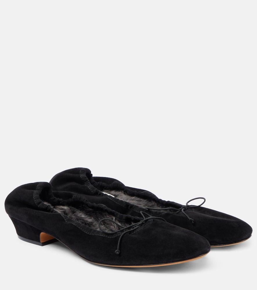 THE ROW Hereditas Suede Ballet Flats In Black Product Image