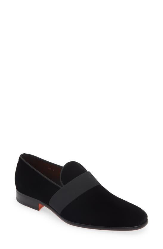 SANTONI Men's Isomer-vlun01 Velvet Slip On Formal Loafers In Black Product Image