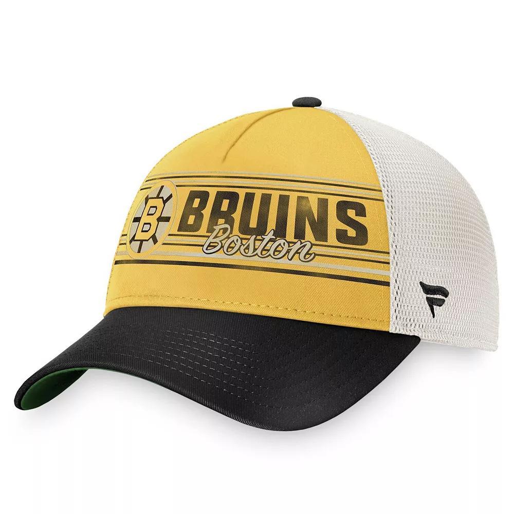 Men's Fanatics Branded Gold/Black Boston Bruins True Classic Retro Trucker Snapback Hat Product Image