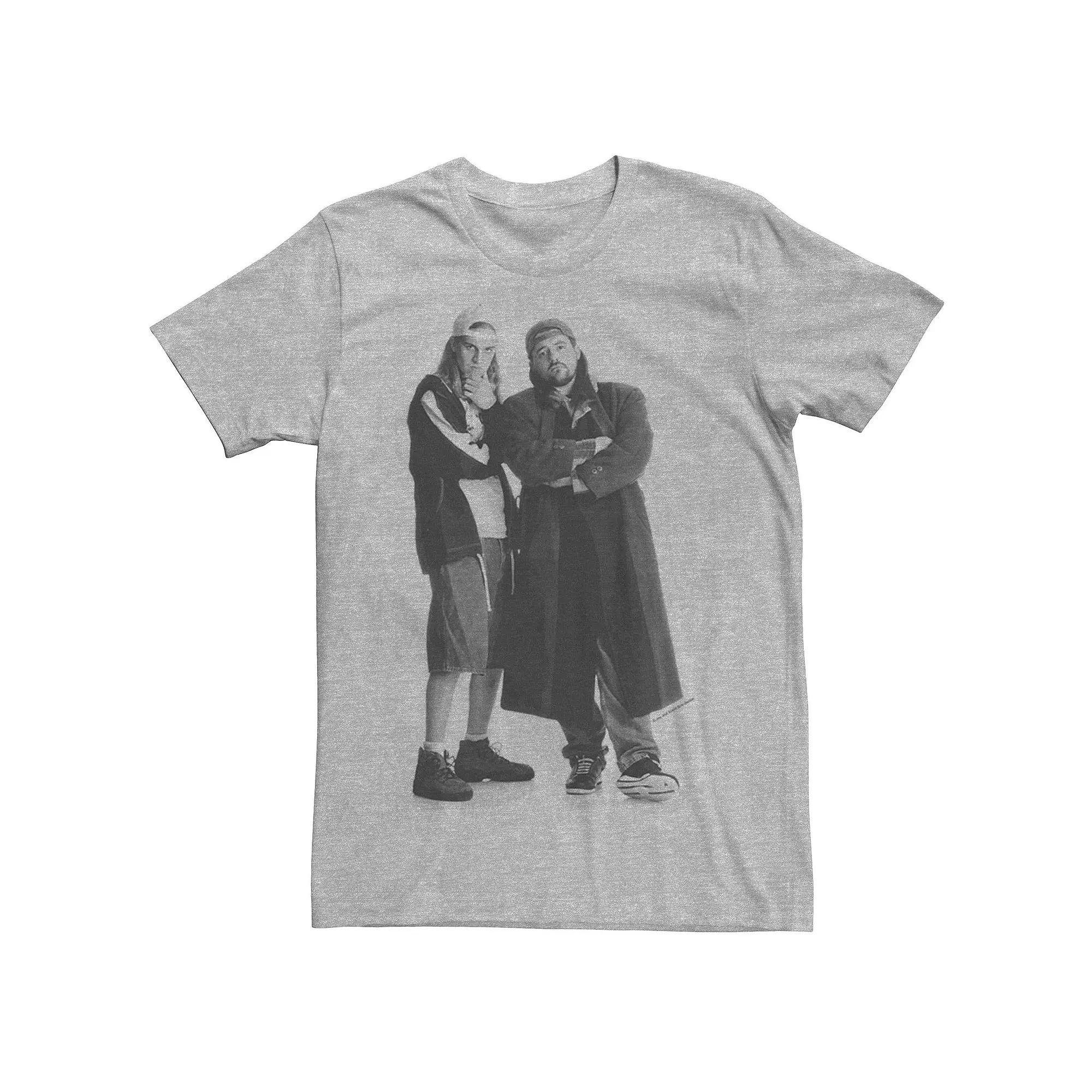 Men's Jay And Silent Bob Greyscale Portrait Tee, Size: Small, Athletic Grey Product Image