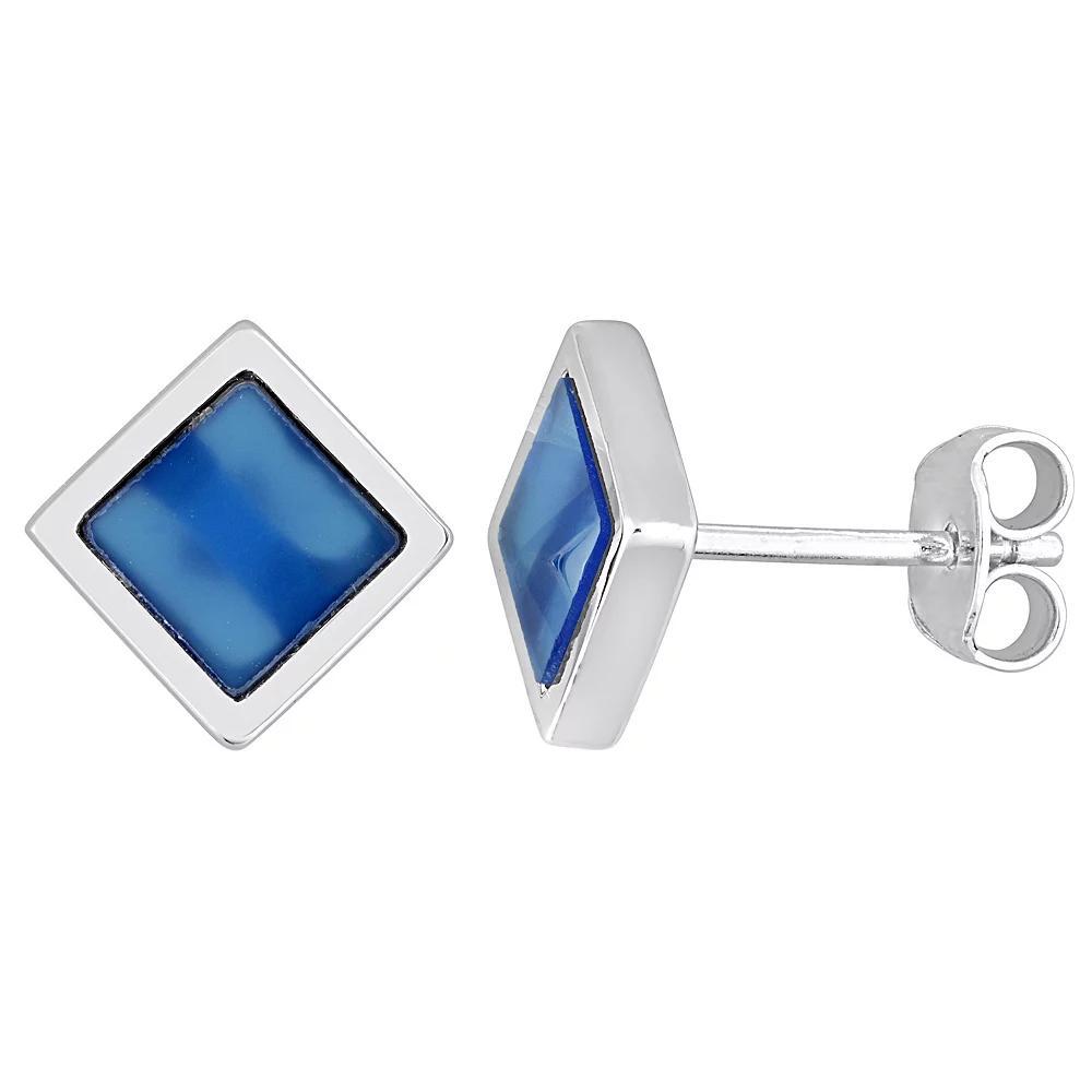 Stella Grace Sterling Silver Blue Agate Square Stud Earrings, Women's Product Image