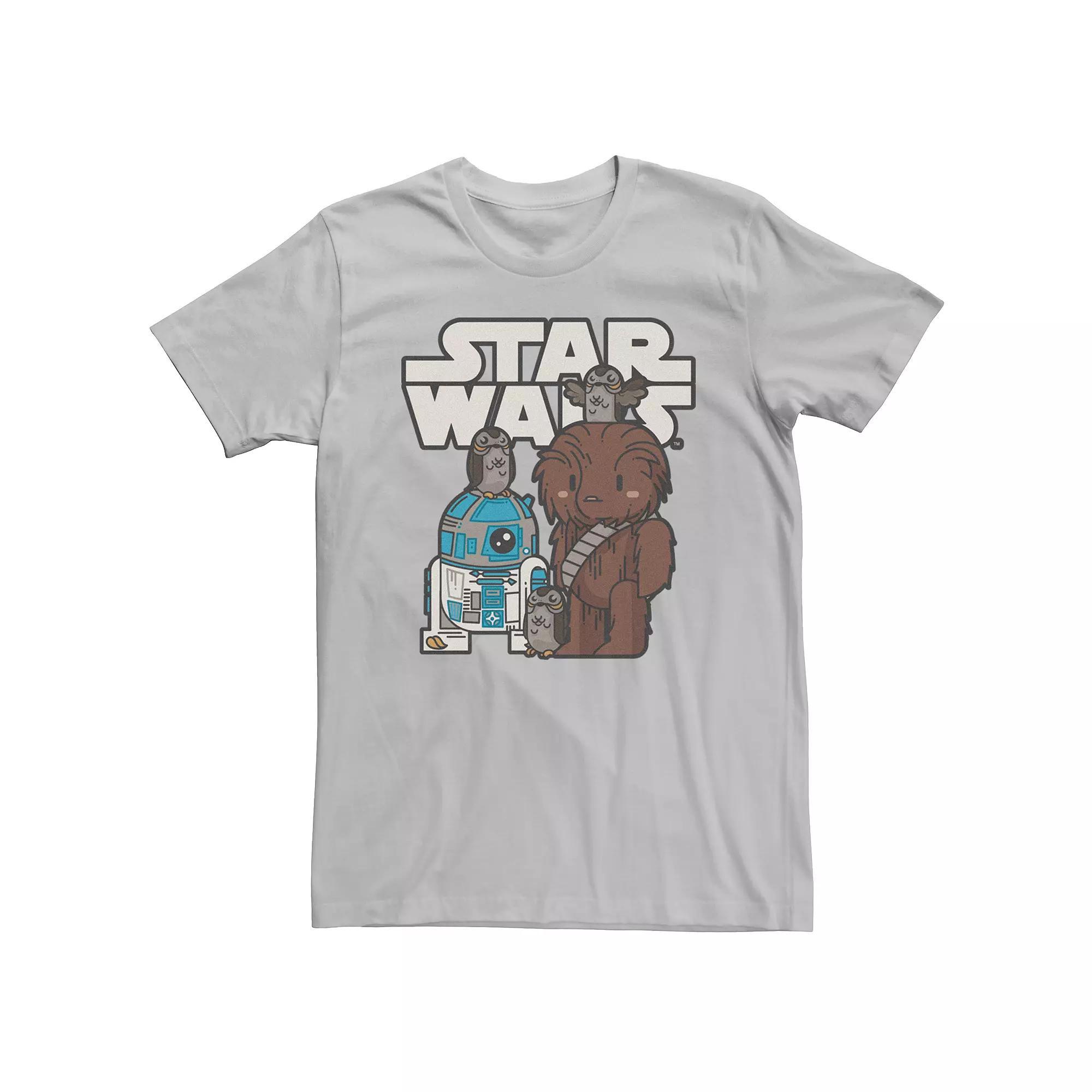 Men's Star Wars R2-D2 Chewbacca Porg Cartoon Logo Tee,  Product Image
