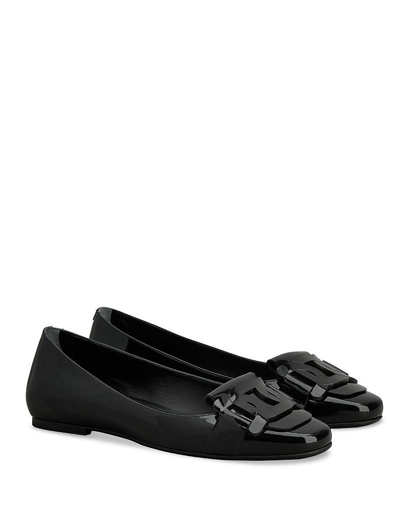 Womens Chain-Patterned Leather Ballerina Flats Product Image