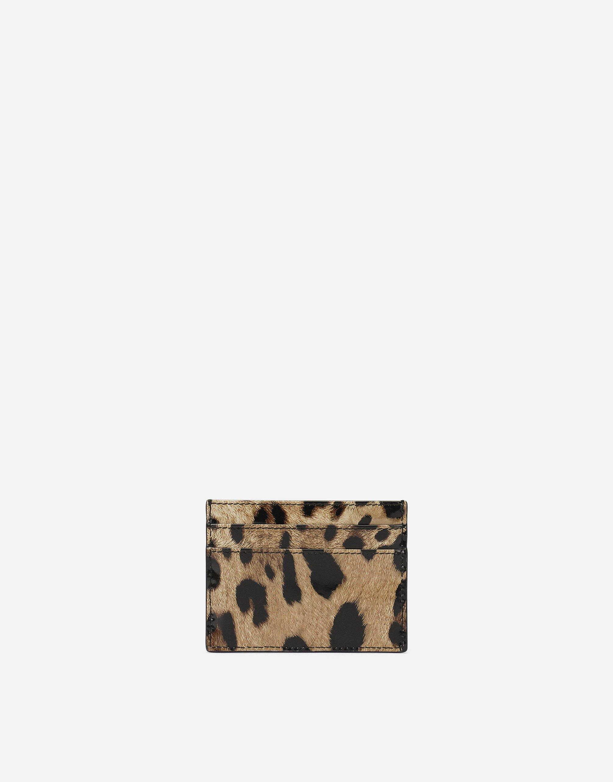 DOLCE & GABBANA Polished Calfskin Card Holder With Leopard Print In Animal Print Product Image