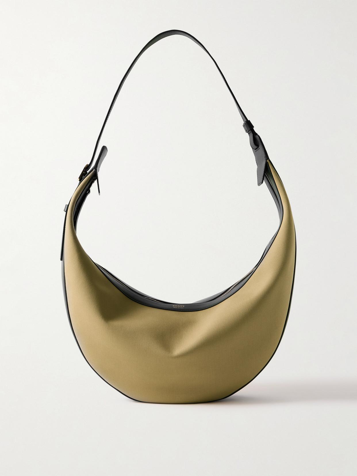 KHAITE Augustina Leather-trimmed Canvas Shoulder Bag In Neutrals Product Image