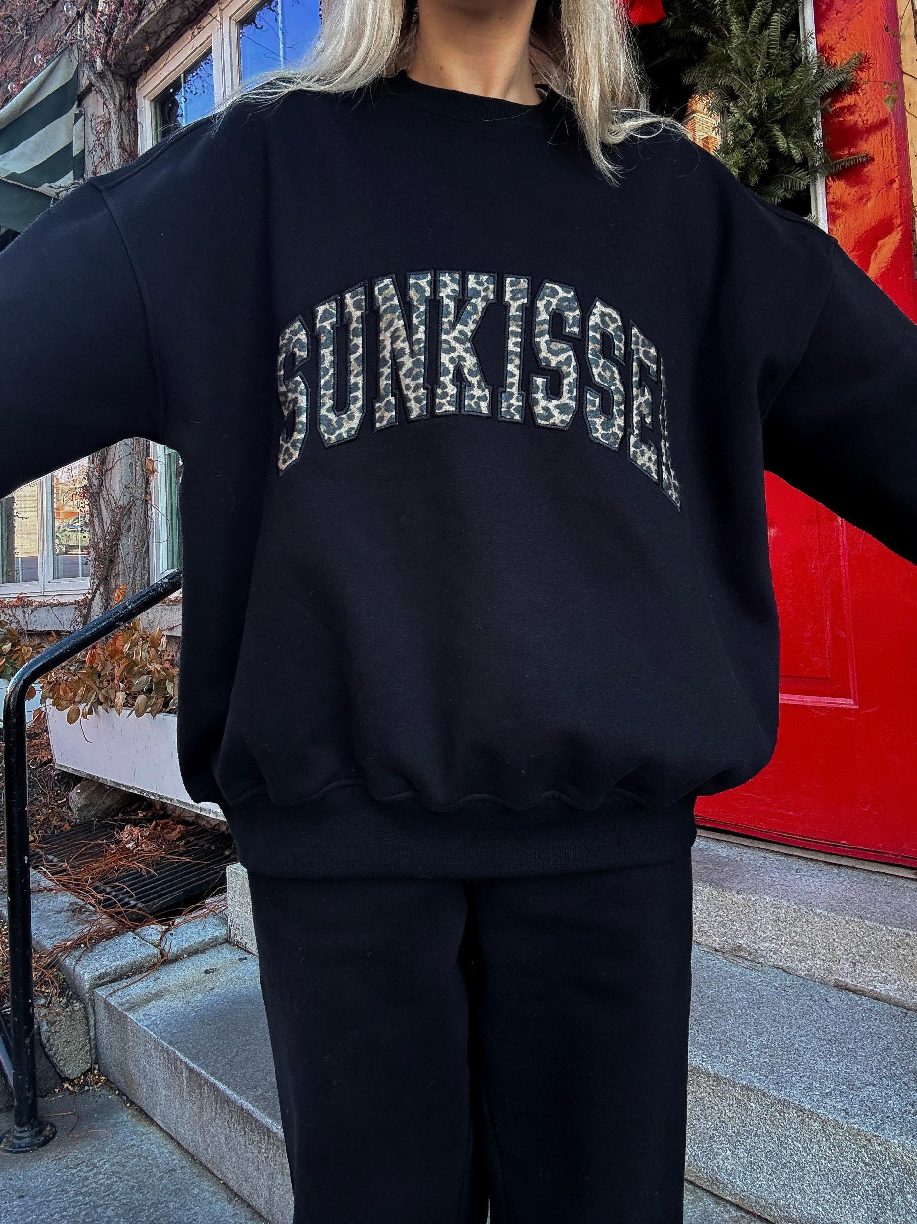Black Basic Blank Flare Sweatpants Product Image
