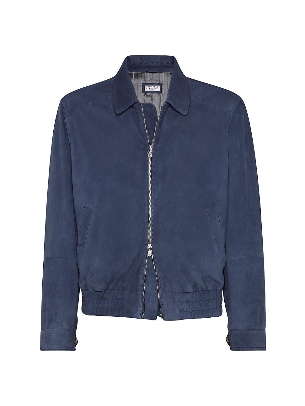 Mens Suede Bomber Jacket Product Image