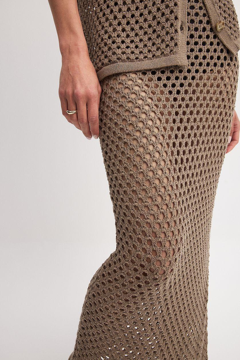 Hole Knitted Maxi Skirt Product Image