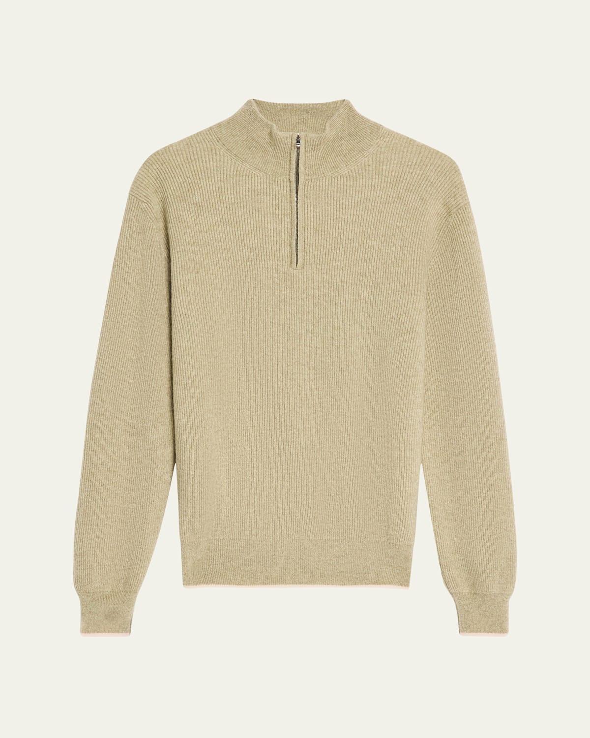 Mens Cashmere English Rib Half-Zip Sweater Product Image