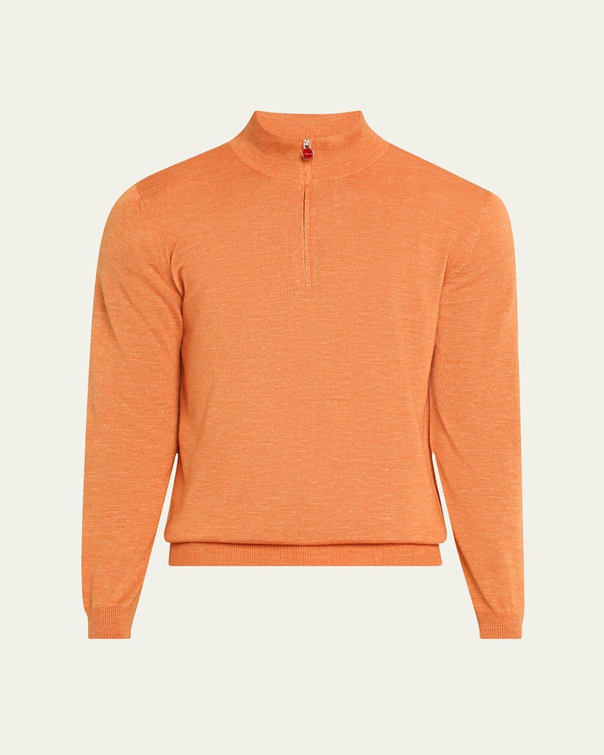 Mens Cashmere and Linen Half-Zip Sweater Product Image