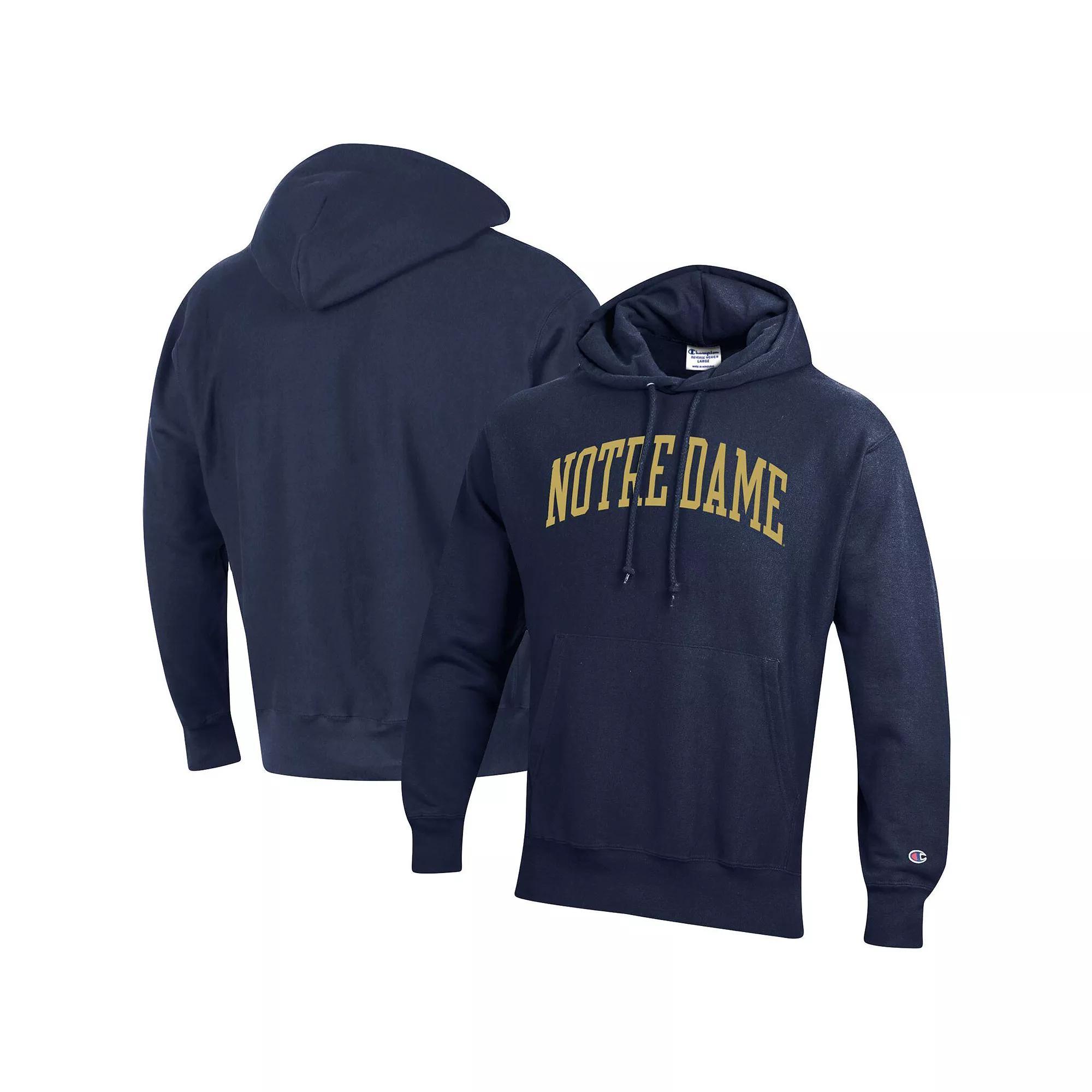 Men's Champion Navy Notre Dame Fighting Irish Team Arch Reverse Weave Pullover Hoodie,  Product Image
