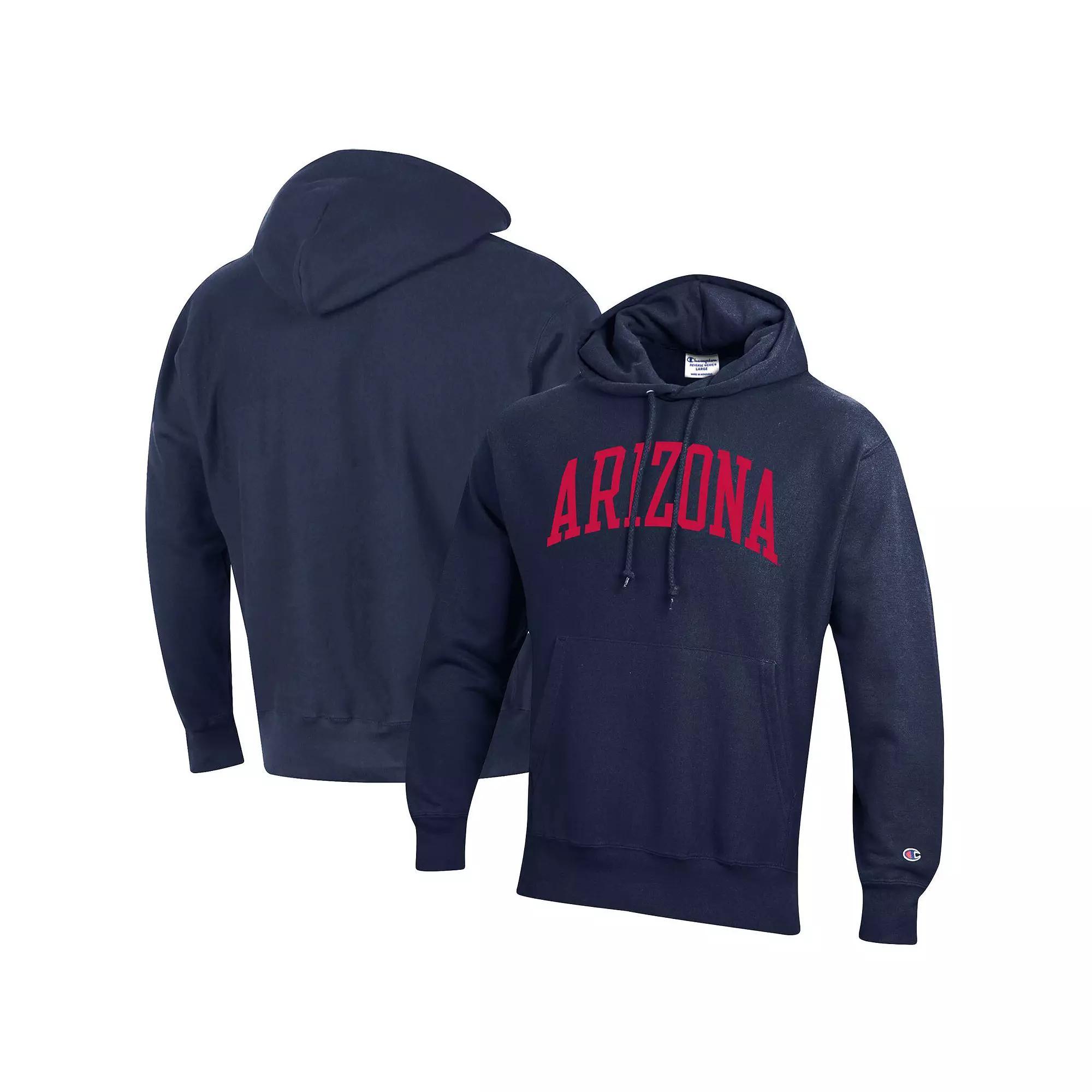 Men's Champion Navy Arizona Wildcats Team Arch Reverse Weave Pullover Hoodie, Size: 2XL, Blue Product Image