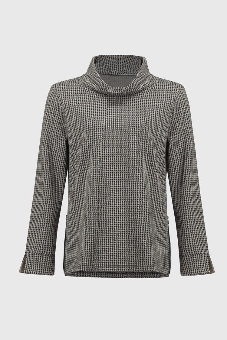 Jacquard Sweater Houndstooth Boxy Top Product Image