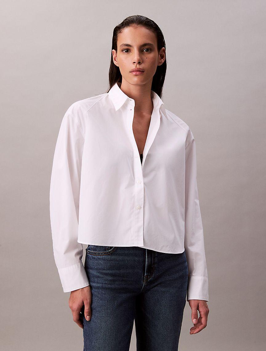 Boxy Cropped Button-Down Shirt Product Image