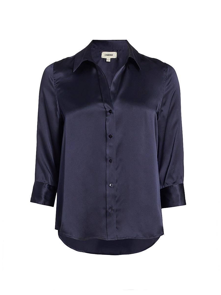 Womens Dani Three-Quarter Sleeve Silk Shirt Product Image