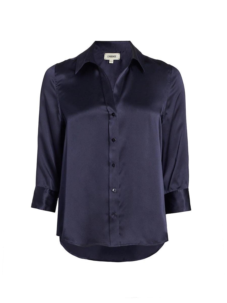 Womens Dani Three-Quarter Sleeve Silk Shirt Product Image