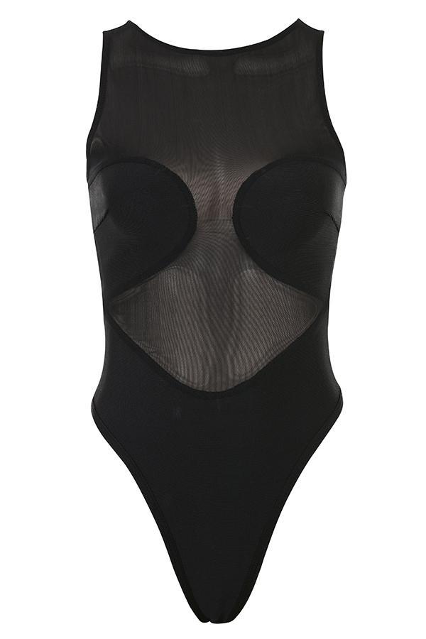 Chiara Black Sleeveless Bandage Bodysuit Product Image