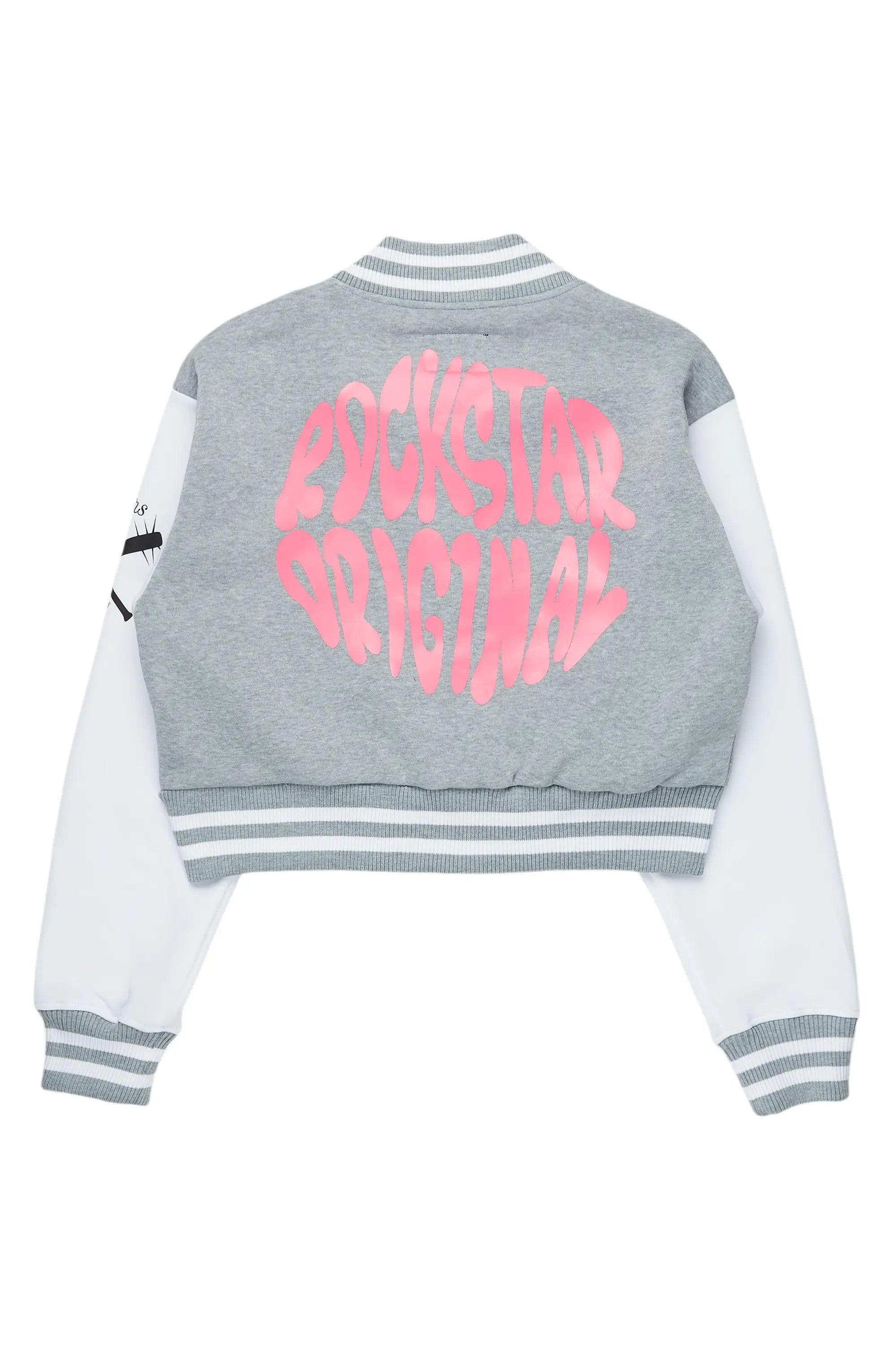 Talyka Heather Grey Varsity Jacket Female Product Image