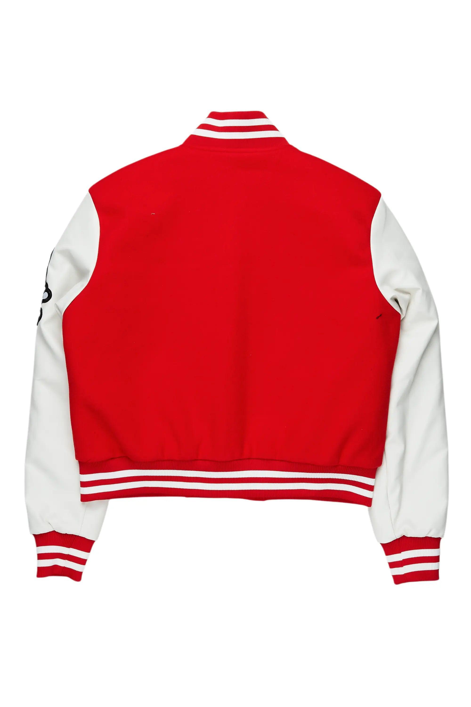 Aniya Red Oversized Varsity Jacket Female Product Image