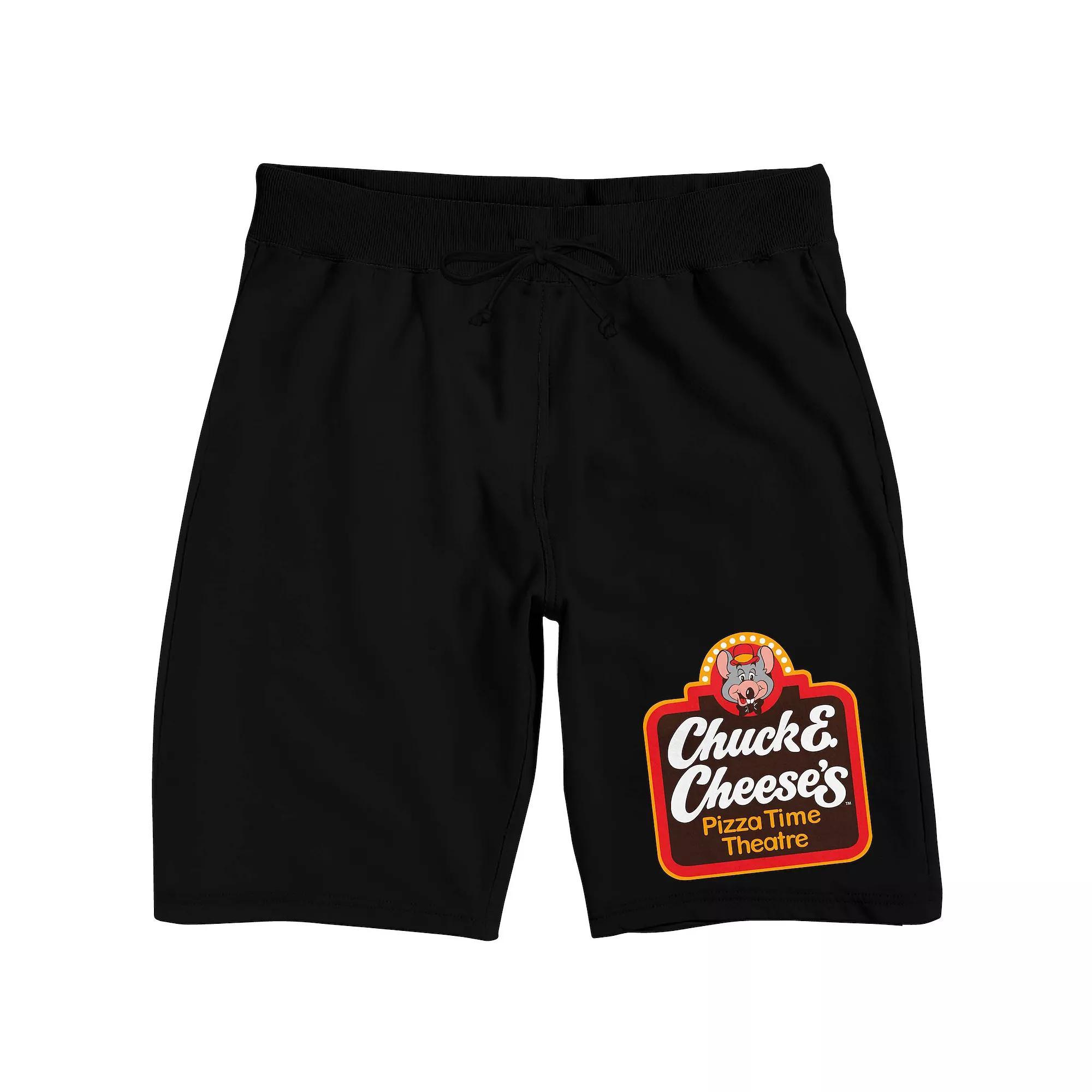 Men's Chuck E. Cheese Pizza Sleep Shorts, Size: Small, Black Product Image