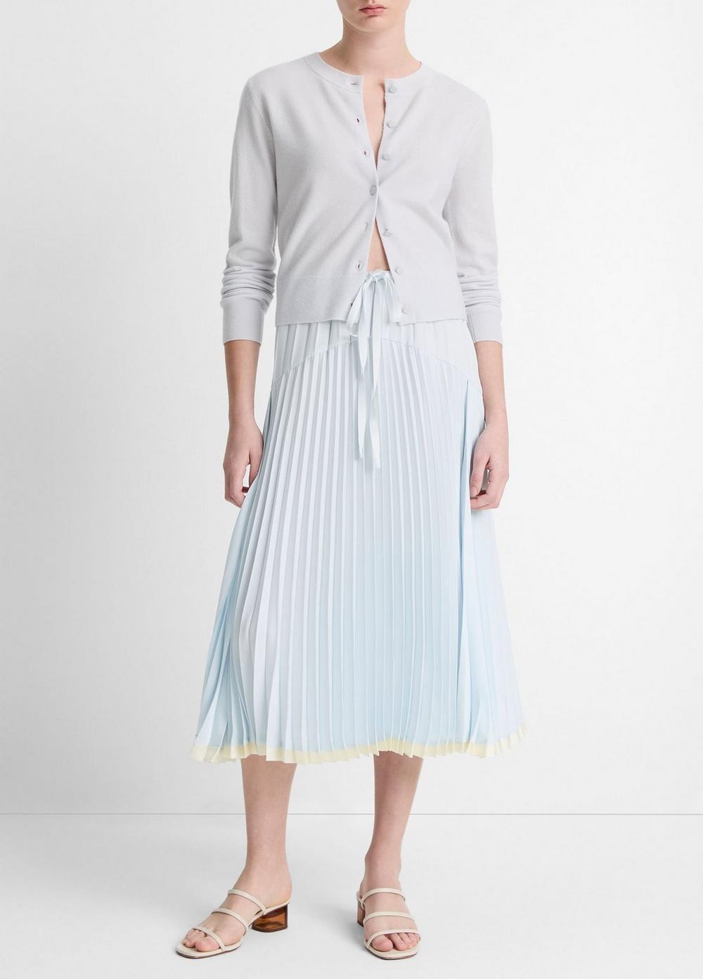 Wool & Cashmere-Blend Tipped Half-Moon Cardigan Product Image