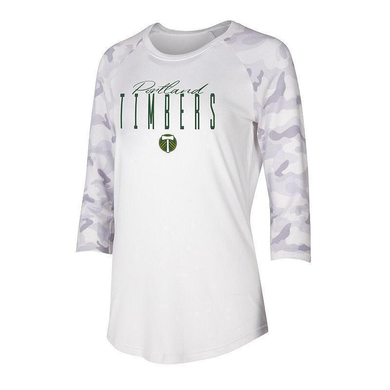 Women's Concepts Sport White/Gray Portland Timbers Composite 3/4-Sleeve Raglan Top, Size: Medium Product Image