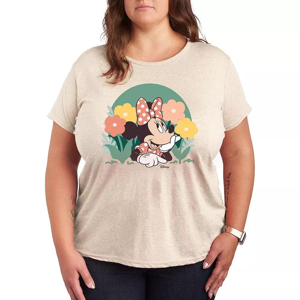 Disneys Minnie Mouse Plus Flowers Graphic Tee, Womens Product Image