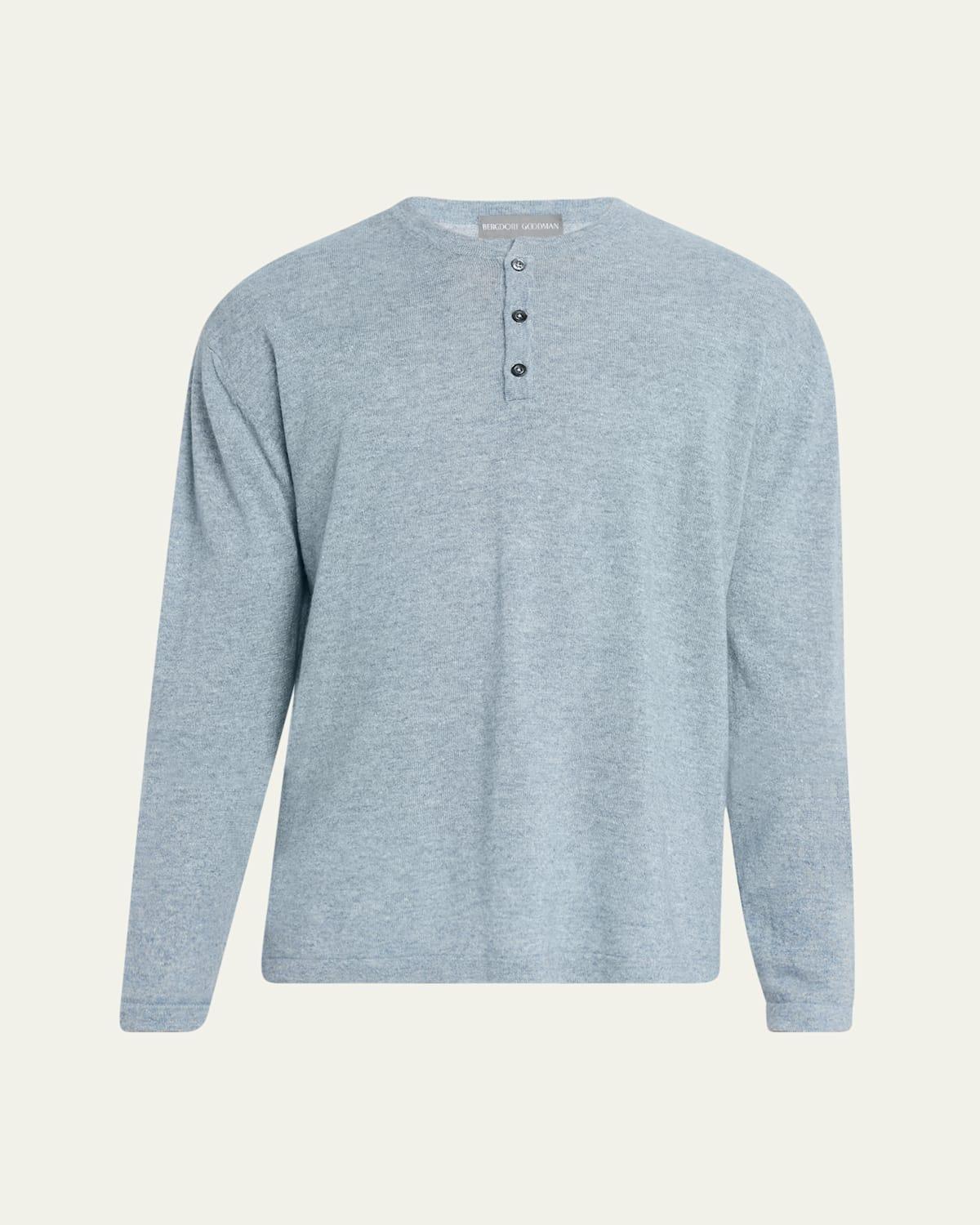 Mens Cashmere and Linen Henley Sweater Product Image