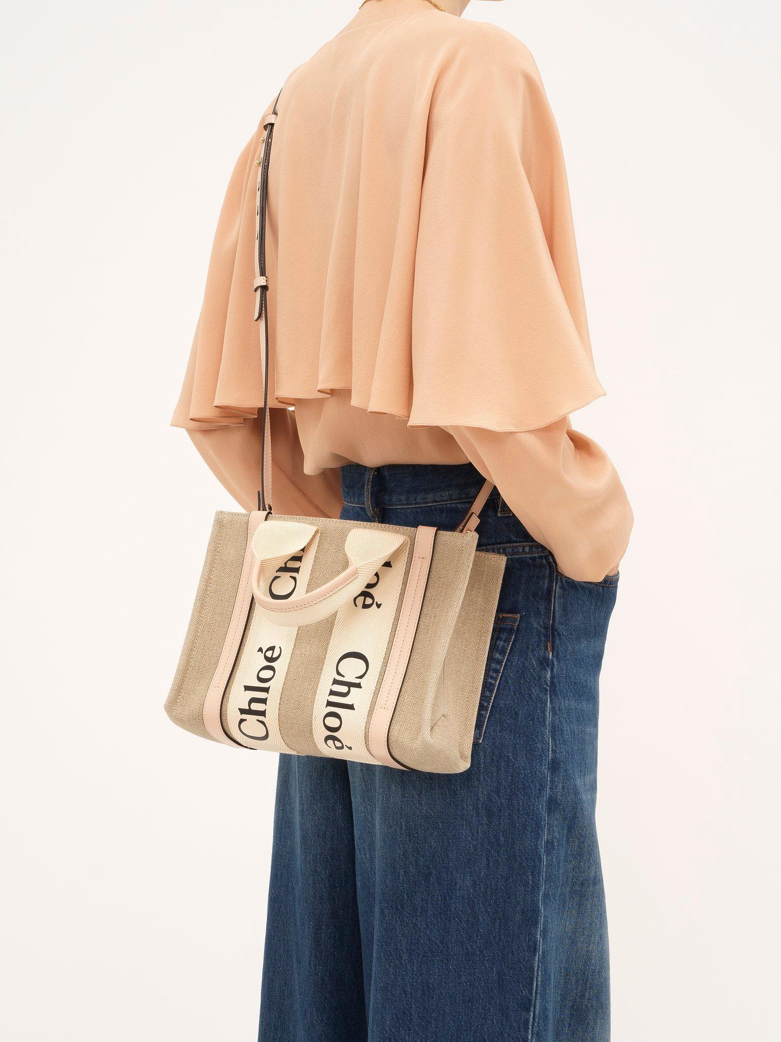 Small Woody tote bag in linen Product Image