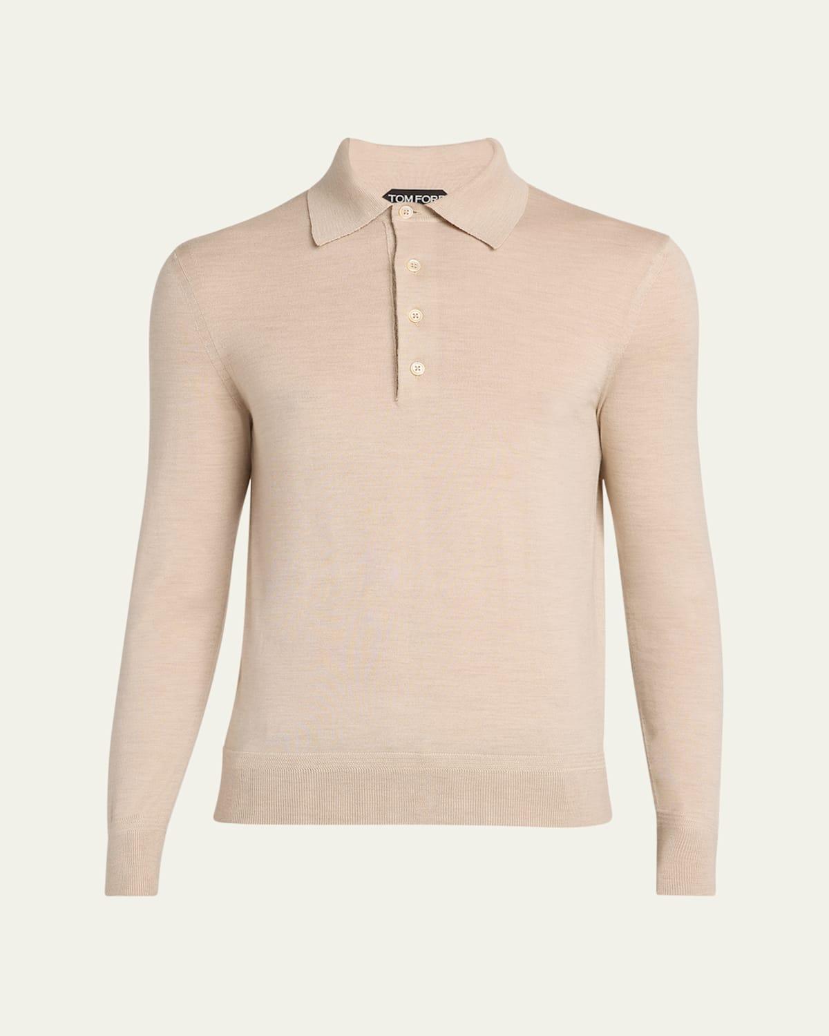 Mens Fine Gauge Wool Polo Sweater Product Image