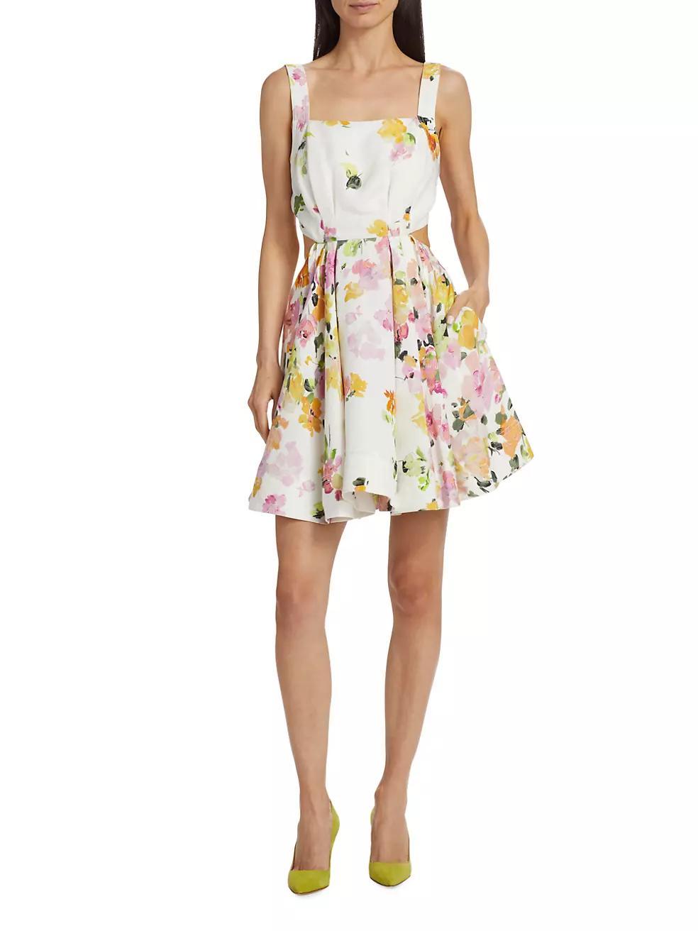 Clara Floral Linen-Blend Minidress Product Image